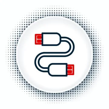 Line USB cable cord icon isolated on white background. Connectors and sockets Stock Illustration