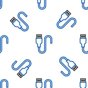 Line USB cable cord icon isolated seamless pattern on white background. Con.. Stock Illustration