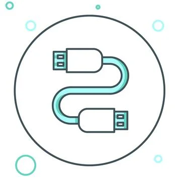Line USB cable cord icon isolated on white background. Connectors and socke.. Stock Illustration