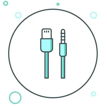 Line USB cable cord icon isolated on white background. Connectors and socke.. Stock Illustration