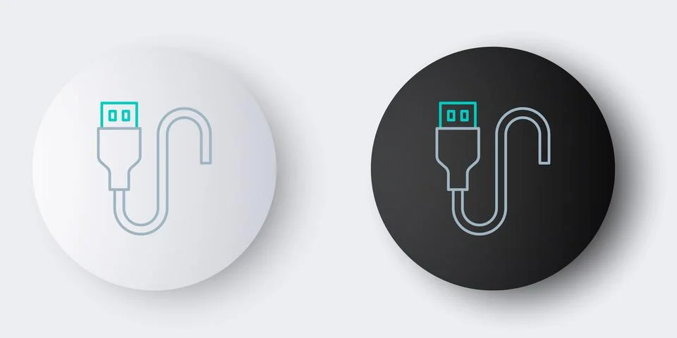 Line USB cable cord icon isolated on grey background. Connectors and socket.. Stock Illustration