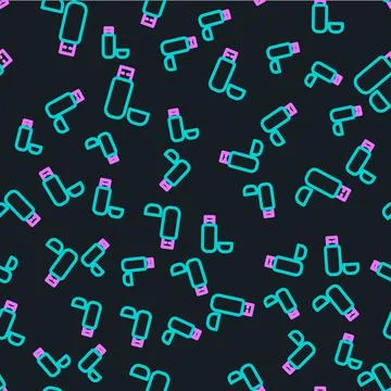 Line USB flash drive icon isolated seamless pattern on black background. Vector Stock Illustration