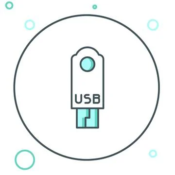 Line USB flash drive icon isolated on white background. Colorful outline co.. Stock Illustration