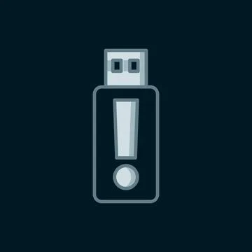 Line USB flash drive icon isolated on black background. Flat filled outline.. Stock Illustration