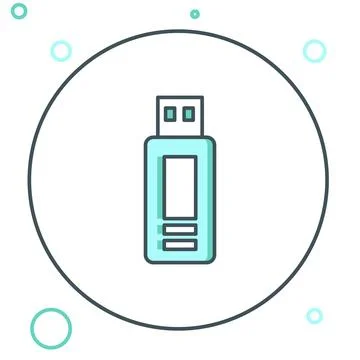 Line USB flash drive icon isolated on white background. Colorful outline co.. 库存插图
