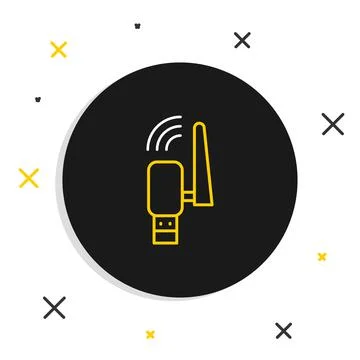 Line Usb wireless adapter icon isolated on white background. Colorful outline Stock Illustration