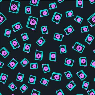 Line User manual icon isolated seamless pattern on black background. User g.. Illustrazione stock