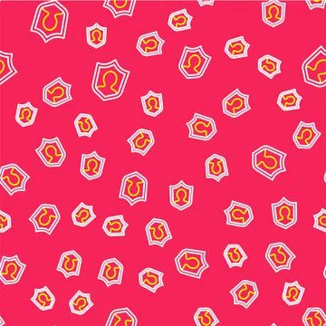 Line User protection icon isolated seamless pattern on red background. Secure 库存插图