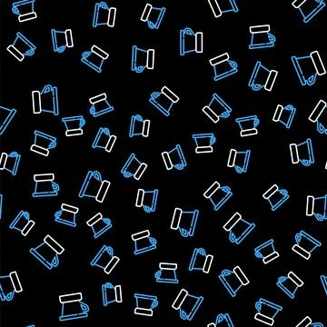 Line V60 coffee maker icon isolated seamless pattern on black background. Vector Stock Illustration