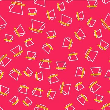 Line V60 coffee maker icon isolated seamless pattern on red background. Vector Illustrazione stock