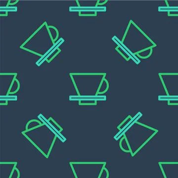 Line V60 coffee maker icon isolated seamless pattern on blue background. Vector Stock Illustration