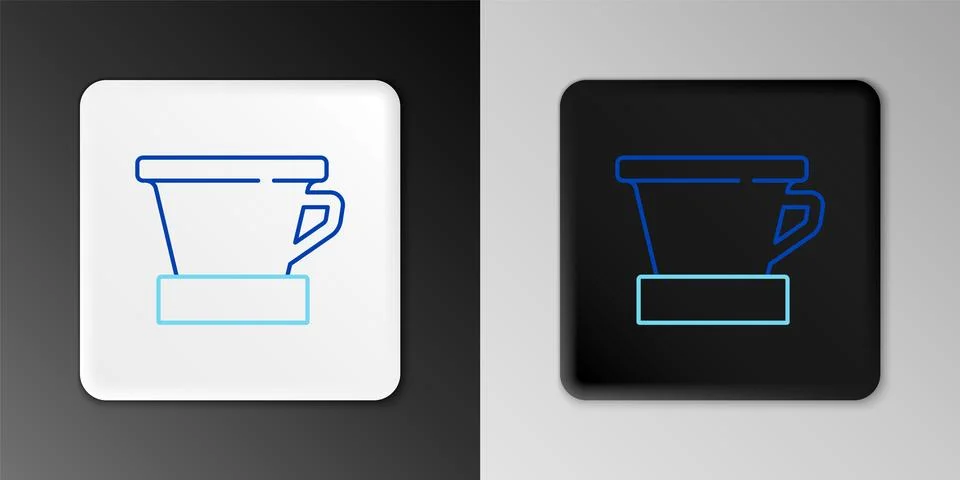Line V60 coffee maker icon isolated on grey background. Colorful outline co.. Ilustração Stock