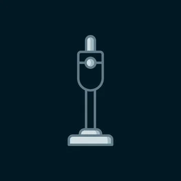 Line Vacuum cleaner icon isolated on black background. Flat filled outline .. Stock Illustration