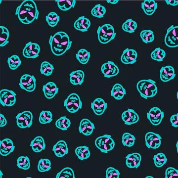 Line Vampire icon isolated seamless pattern on black background. Happy Halloween Stock Illustration