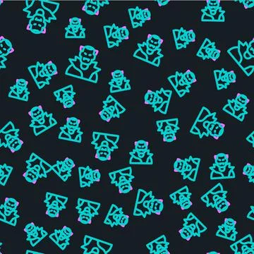 Line Vampire icon isolated seamless pattern on black background. Happy Halloween Stock Illustration