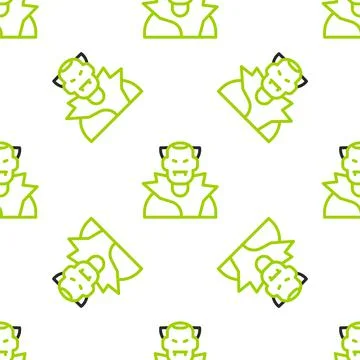 Line Vampire icon isolated seamless pattern on white background. Happy Halloween Stock Illustration