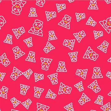 Line Vampire icon isolated seamless pattern on red background. Happy Halloween Stock Illustration