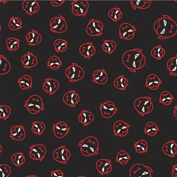 Line Vampire icon isolated seamless pattern on black background. Happy Hall.. Stock Illustration