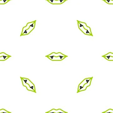 Line Vampire teeth icon isolated seamless pattern on white background. Happy 스톡 일러스트