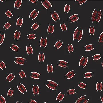 Line Vampire teeth icon isolated seamless pattern on black background. Happy  스톡 일러스트