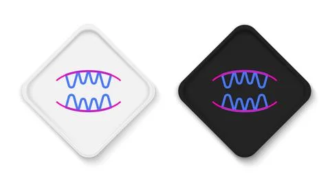 Line Vampire teeth icon isolated on white background. Happy Halloween party Illustrazione stock