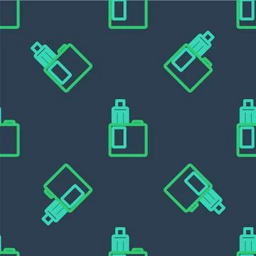 Line Vape mod device icon isolated seamless pattern on blue background. Vape Illustrazione stock