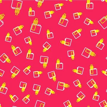 Line Vape mod device icon isolated seamless pattern on red background. Vape Illustrazione stock