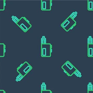Line Vape mod device icon isolated seamless pattern on blue background. Vape Illustrazione stock