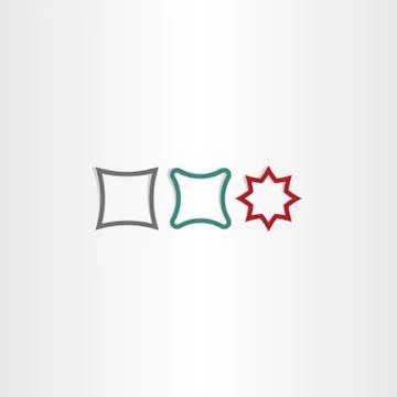 Line vector frames icons stylized squares and star Stock Illustration