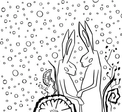 Line vector hare rabbit symbol logo black Stock Illustration