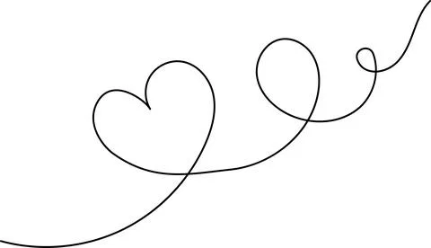 Line vector heart divider drawing illustrating connection love, minimalist Stock Illustration