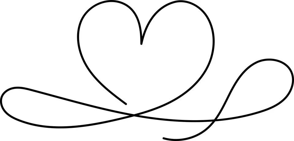 Line vector heart divider drawing illustrating connection love, minimalist Stock Illustration
