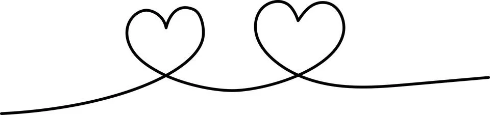 Line vector heart divider drawing illustrating connection love, minimalist Stock Illustration