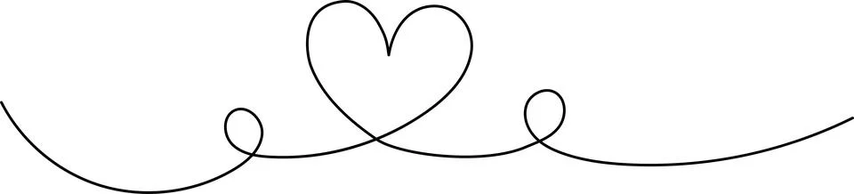 Line vector heart divider drawing illustrating connection love, minimalist Stock Illustration