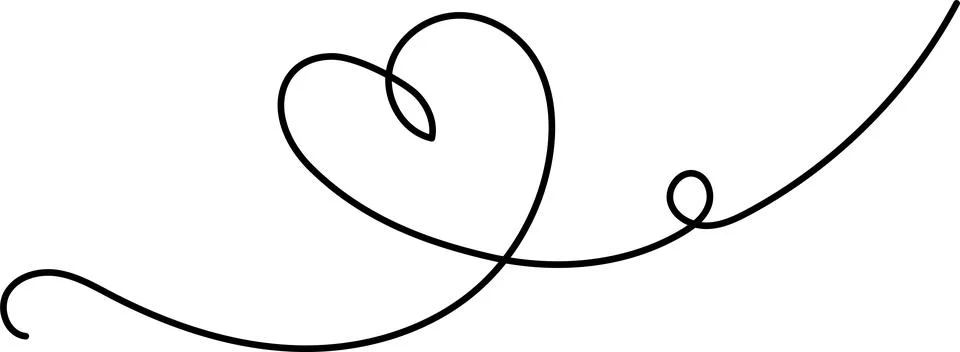 Line vector heart divider drawing illustrating connection love, minimalist Stock Illustration