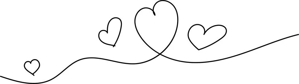 Line vector heart divider drawing illustrating connection love, minimalist Stock Illustration