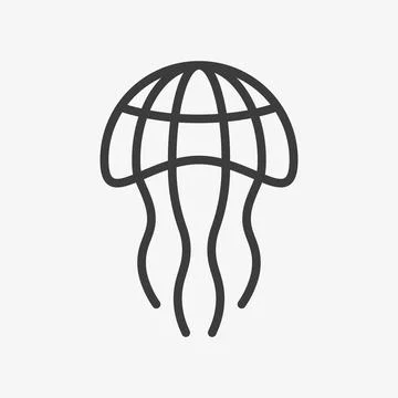 Line vector icon of jellyfish on white background Illustrazione stock