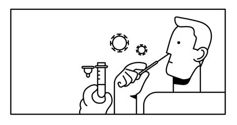 Line vector icon of man using antigen self test Stock Illustration
