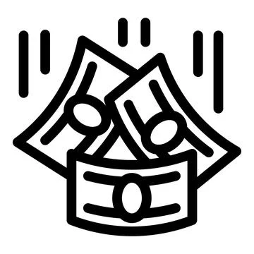Line vector icon of money falling down, representing a decrease in cash flow Stock Illustration