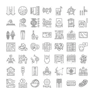 Line vector icons collection covering diverse themes 스톡 일러스트