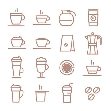Line vector icons. Drinks. Coffee. Stock Illustration