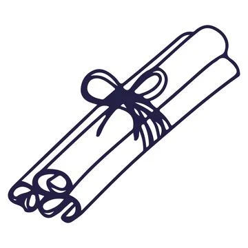 Line vector illustration of cinnamon. Hand drawn icon Stock Illustration