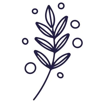 Line vector illustration of fantasy leaf with cirle decorations. Hand drawn i Stock Illustration