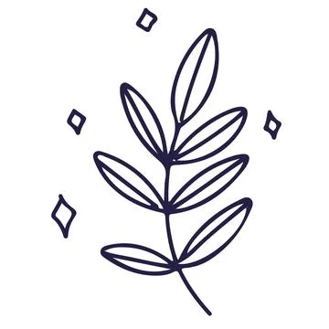 Line vector illustration of fantasy leaf with miracle star shining. Hand dr.. 스톡 일러스트