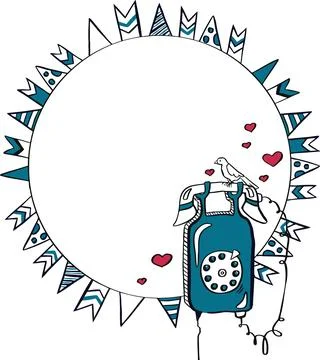 Line vector message call signal message news letter symbol logo black Stock Illustration