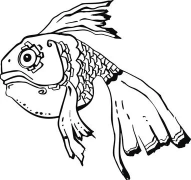 Line vector underwater world fish symbol logo black Stock Illustration