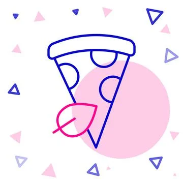 Line Vegan pizza slice icon isolated on white background. Colorful outline .. Stock Illustration