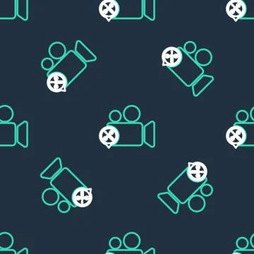 Line Video camera with screwdriver and wrench icon isolated seamless pattern on Illustrazione stock