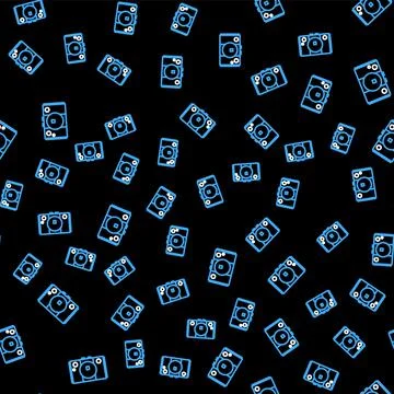 Line Video game console icon isolated seamless pattern on black background イラスト素材