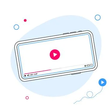 Line video player design template for web and mobile apps flat style. Mockup Stock Illustration